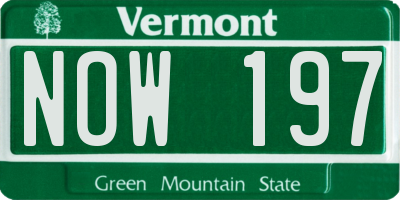 VT license plate NOW197
