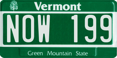VT license plate NOW199