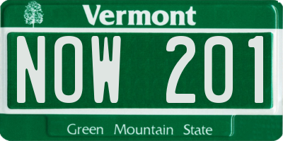 VT license plate NOW201
