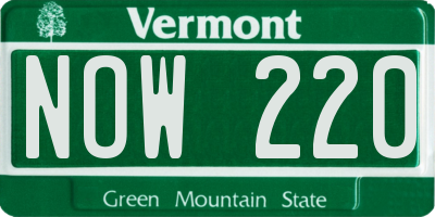 VT license plate NOW220