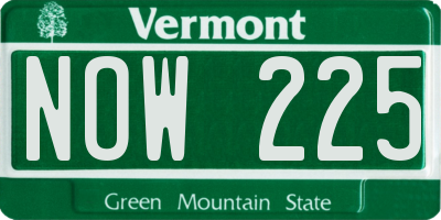 VT license plate NOW225
