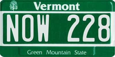 VT license plate NOW228