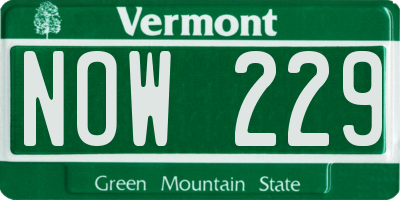 VT license plate NOW229