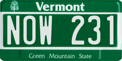 VT license plate NOW231