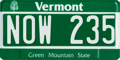 VT license plate NOW235
