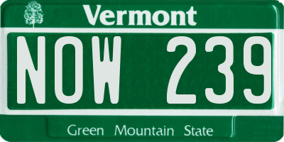 VT license plate NOW239