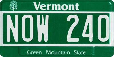 VT license plate NOW240