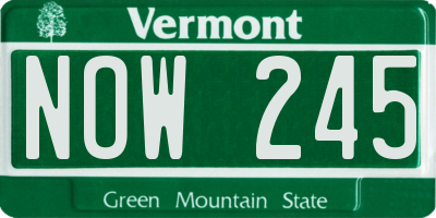 VT license plate NOW245