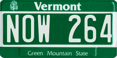 VT license plate NOW264