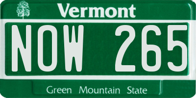 VT license plate NOW265