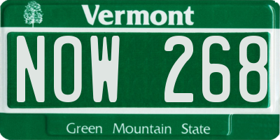 VT license plate NOW268
