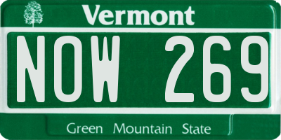 VT license plate NOW269