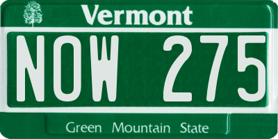 VT license plate NOW275