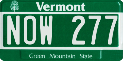 VT license plate NOW277