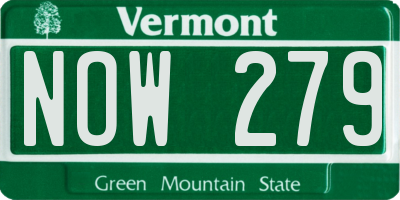 VT license plate NOW279