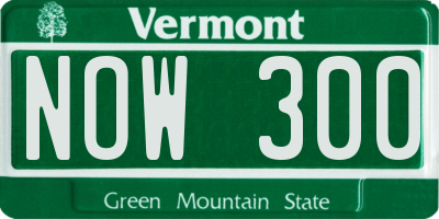 VT license plate NOW300