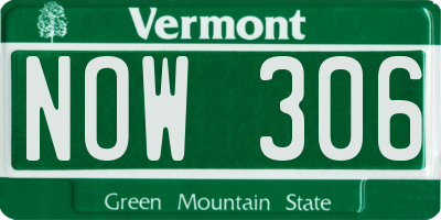 VT license plate NOW306