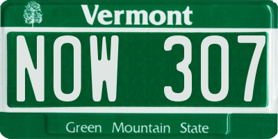VT license plate NOW307