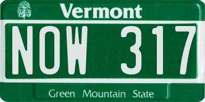 VT license plate NOW317