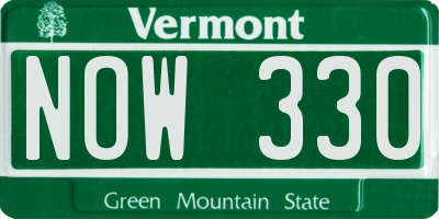 VT license plate NOW330