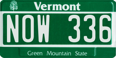 VT license plate NOW336