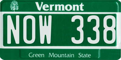 VT license plate NOW338