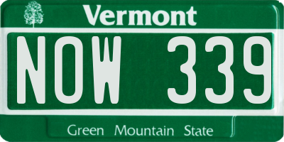 VT license plate NOW339