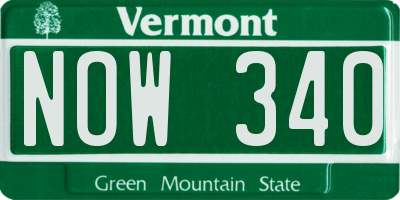 VT license plate NOW340