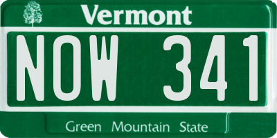 VT license plate NOW341