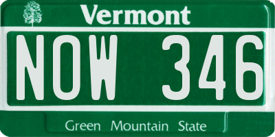 VT license plate NOW346