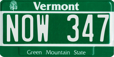 VT license plate NOW347