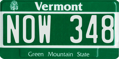 VT license plate NOW348