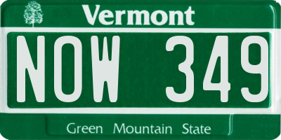 VT license plate NOW349