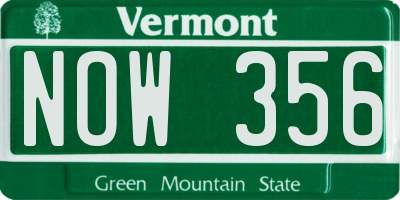 VT license plate NOW356