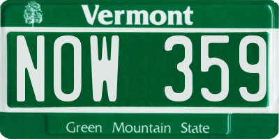 VT license plate NOW359