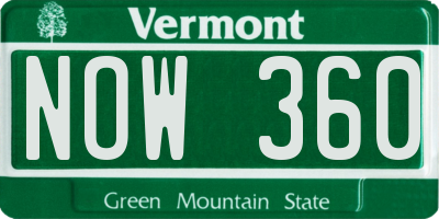 VT license plate NOW360