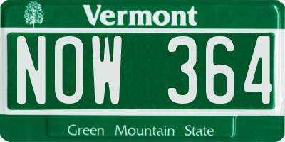 VT license plate NOW364