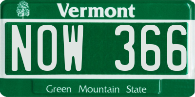 VT license plate NOW366