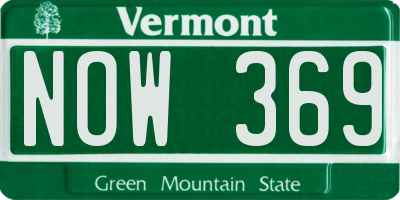 VT license plate NOW369