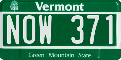 VT license plate NOW371