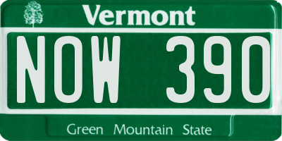 VT license plate NOW390