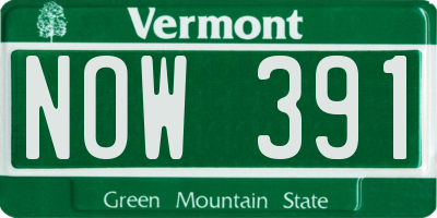 VT license plate NOW391