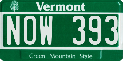 VT license plate NOW393