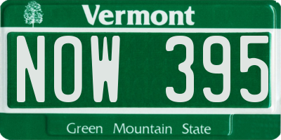 VT license plate NOW395