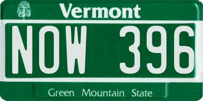 VT license plate NOW396