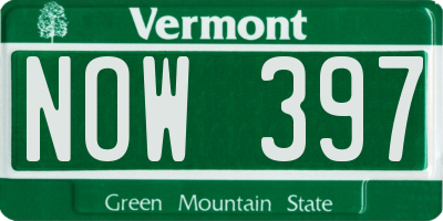 VT license plate NOW397