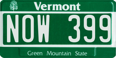 VT license plate NOW399