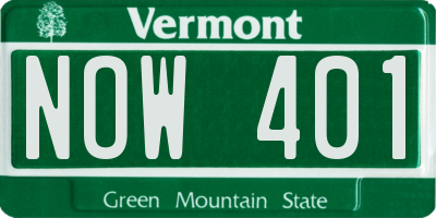 VT license plate NOW401