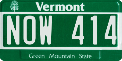 VT license plate NOW414