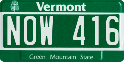 VT license plate NOW416